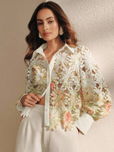 Women's Lightweight Luxury Versatile Printed Hollow Blouse