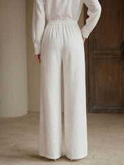 Women's White Elegant Casual Loose Pants