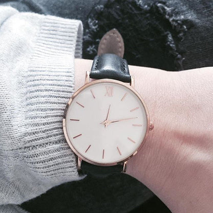 Fashion Women’s Leather Quartz Watch – Ellipse Dial