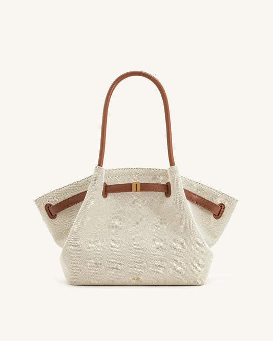 Hana Medium Tote Bag - Brown Canvas