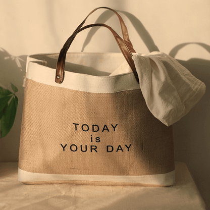 Raw Linen Beach Bag