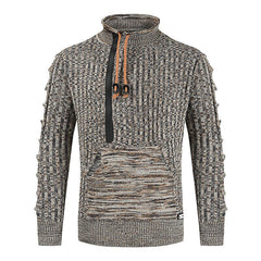 Men's Melange Half Zip Kangaroo Pocket Sweater